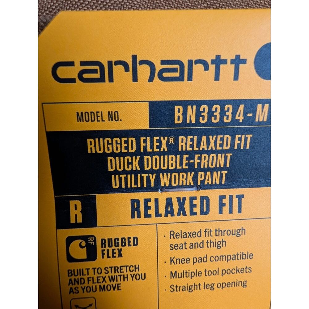 NWT Carhartt Work Pants Men's 34x32 Brown Rugged Flex Relaxed Duck Double-Front - Picture 5 of 6